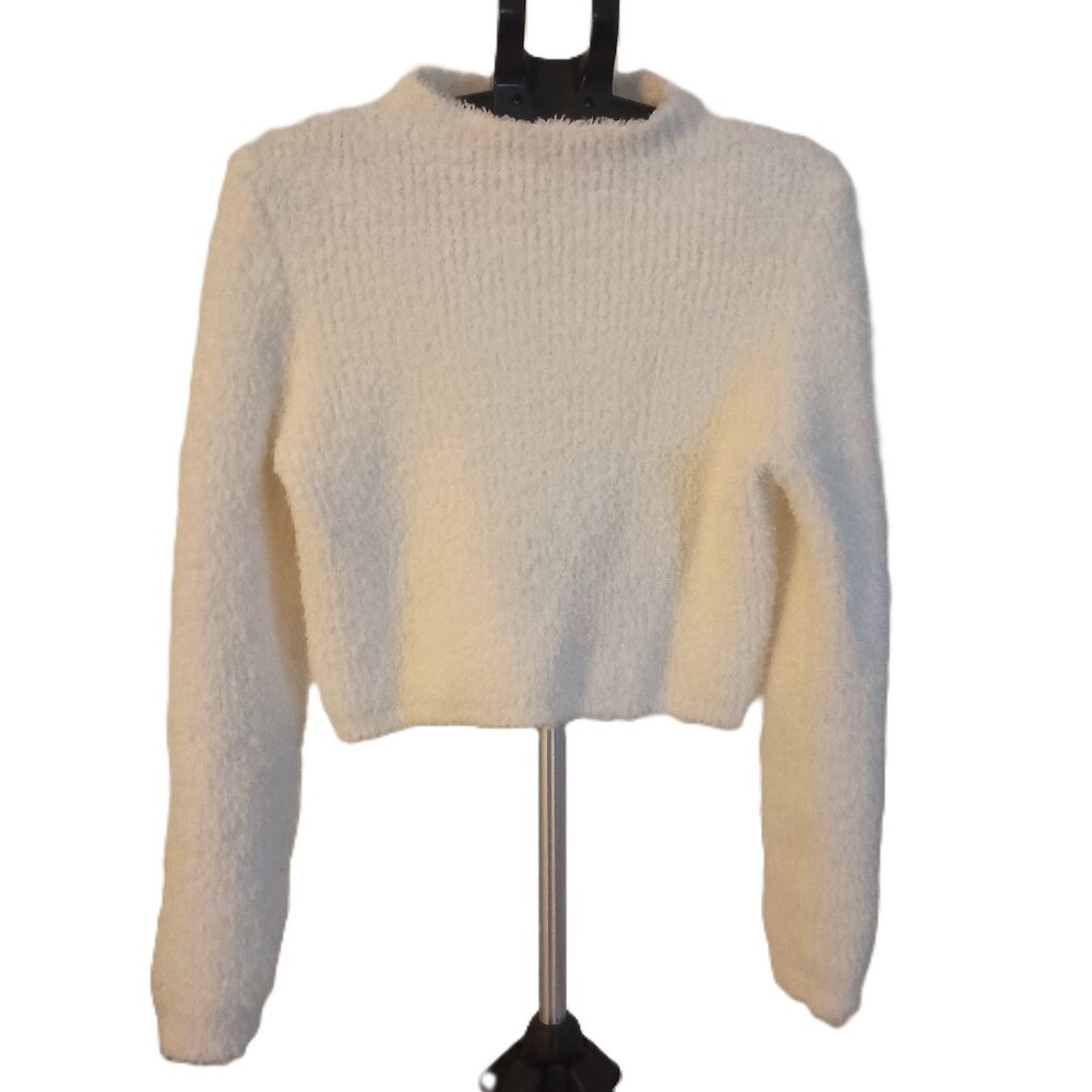 Aerie Top Crop Comfy White Fluffy Soft Women’s Large EUC